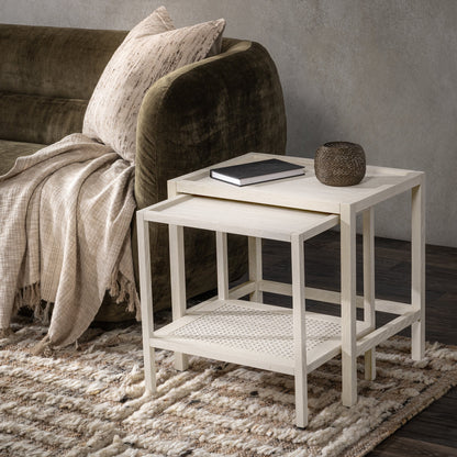 Devin Nesting Accent Tables - Milk White