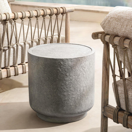 Sania Outdoor Round Accent Table - Dark Grey