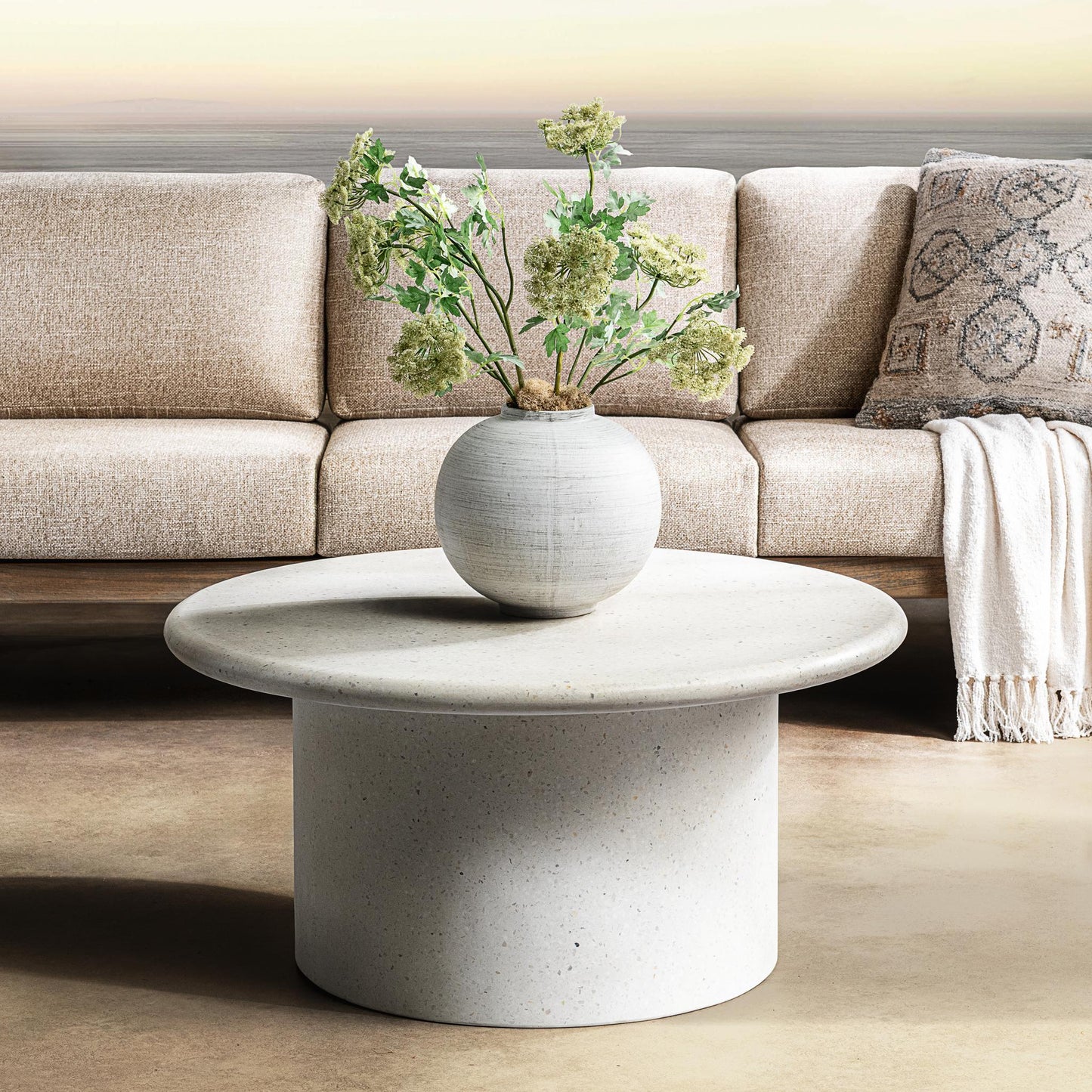 Nysa Outdoor Round End Table -- White
