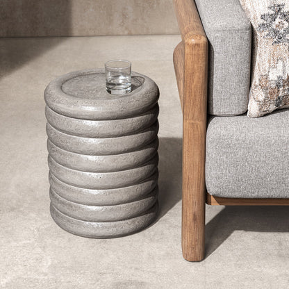 Reva Outdoor Round End Table - Dark Gray