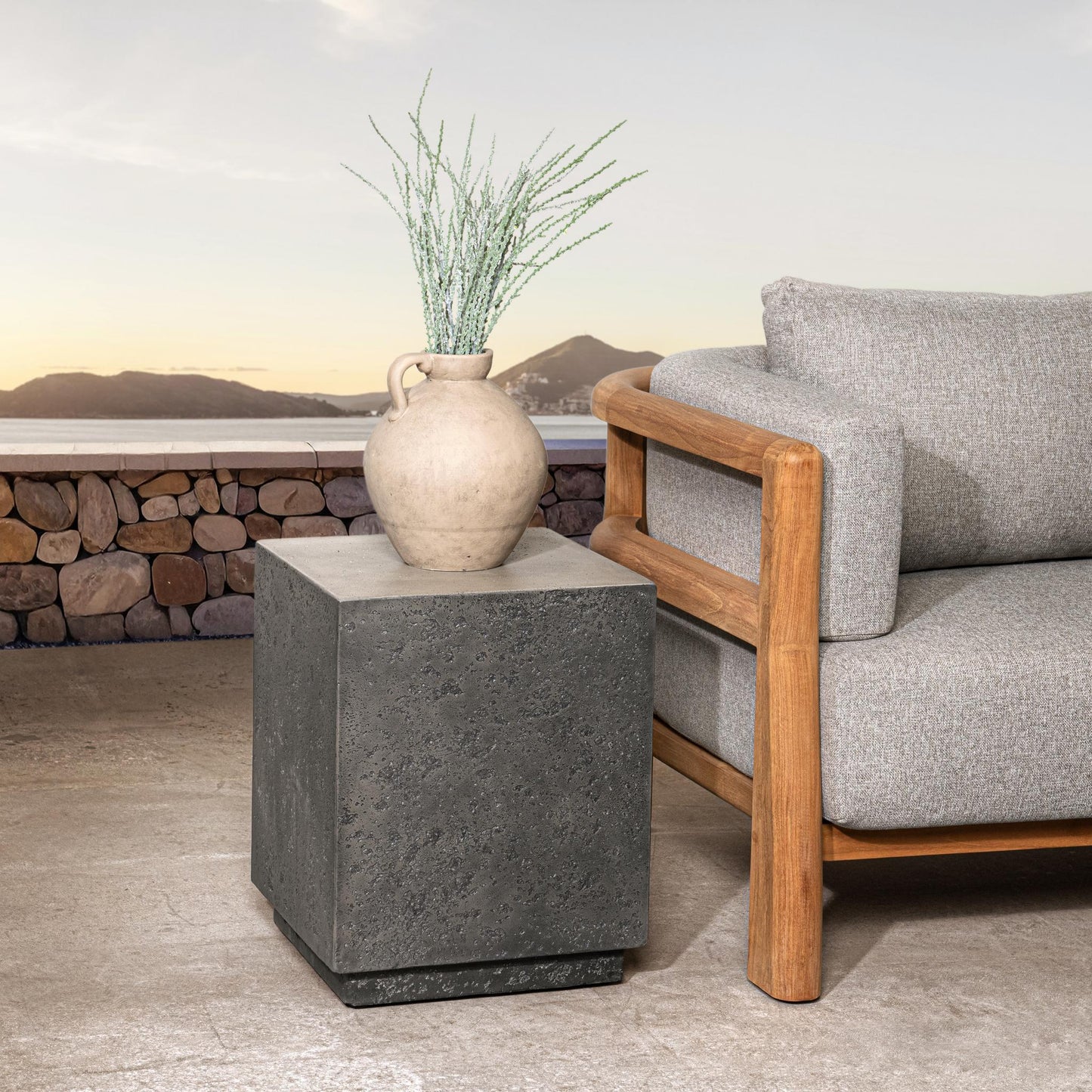 Marwin Outdoor Square End Table - Dark Gray