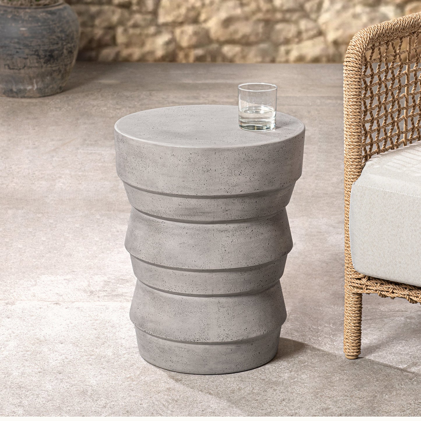 Anora Outdoor Accent Table - Light Gray