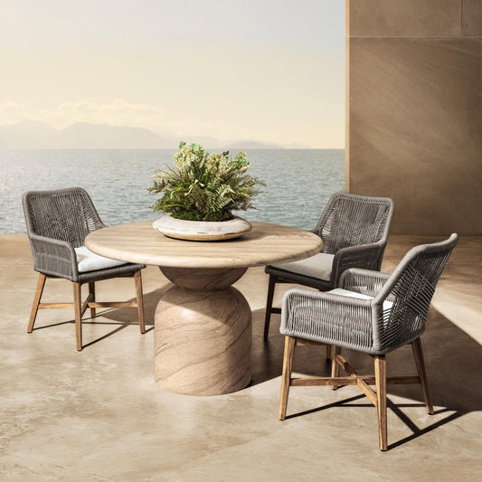 Portola 47" Outdoor Round Dining Table - Beige