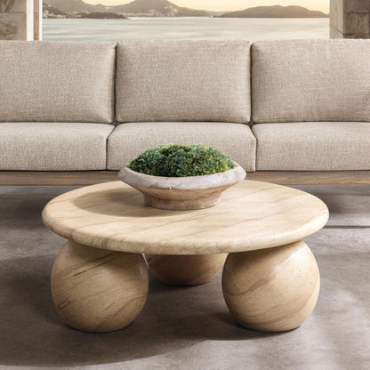 Elaria Outdoor Round Coffee Table - Beige