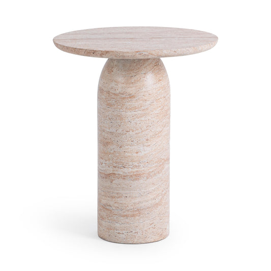 Sana Outdoor Round Accent Table - Beige