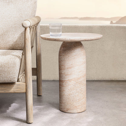 Sana Outdoor Round Accent Table - Beige