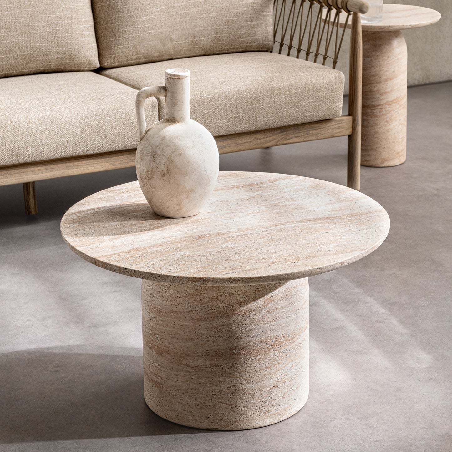 Sana Outdoor Round Coffee Table - Beige