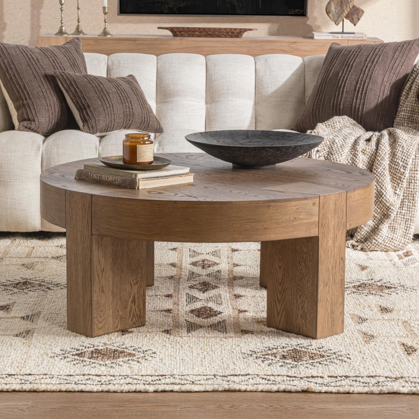 Bristol 44" Round Coffee Table - Café Brown
