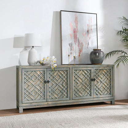 Antigua Solid Wood 4Dr Cabinet - Timeworn Gray
