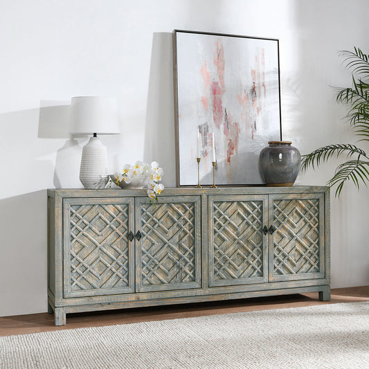Antigua Solid Wood 4Dr Cabinet - Timeworn Gray