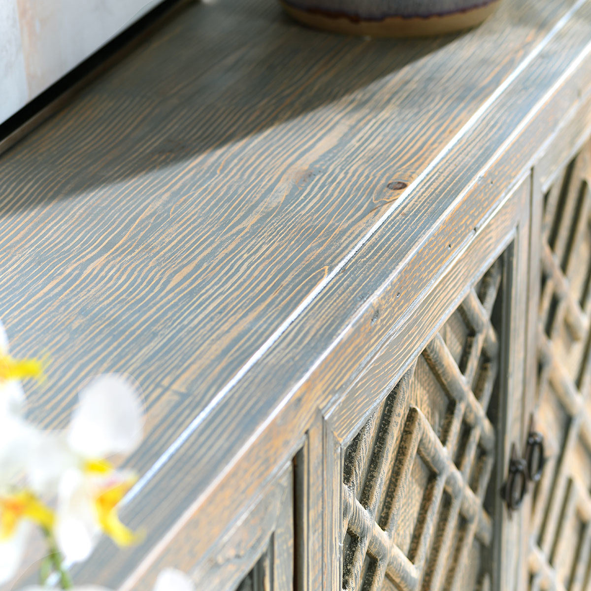 Antigua Solid Wood 4Dr Cabinet - Timeworn Gray