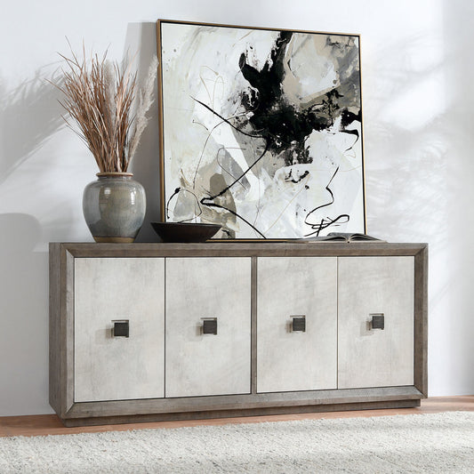 Denver 4Dr Cabinet - Distressed Gray/Antique White