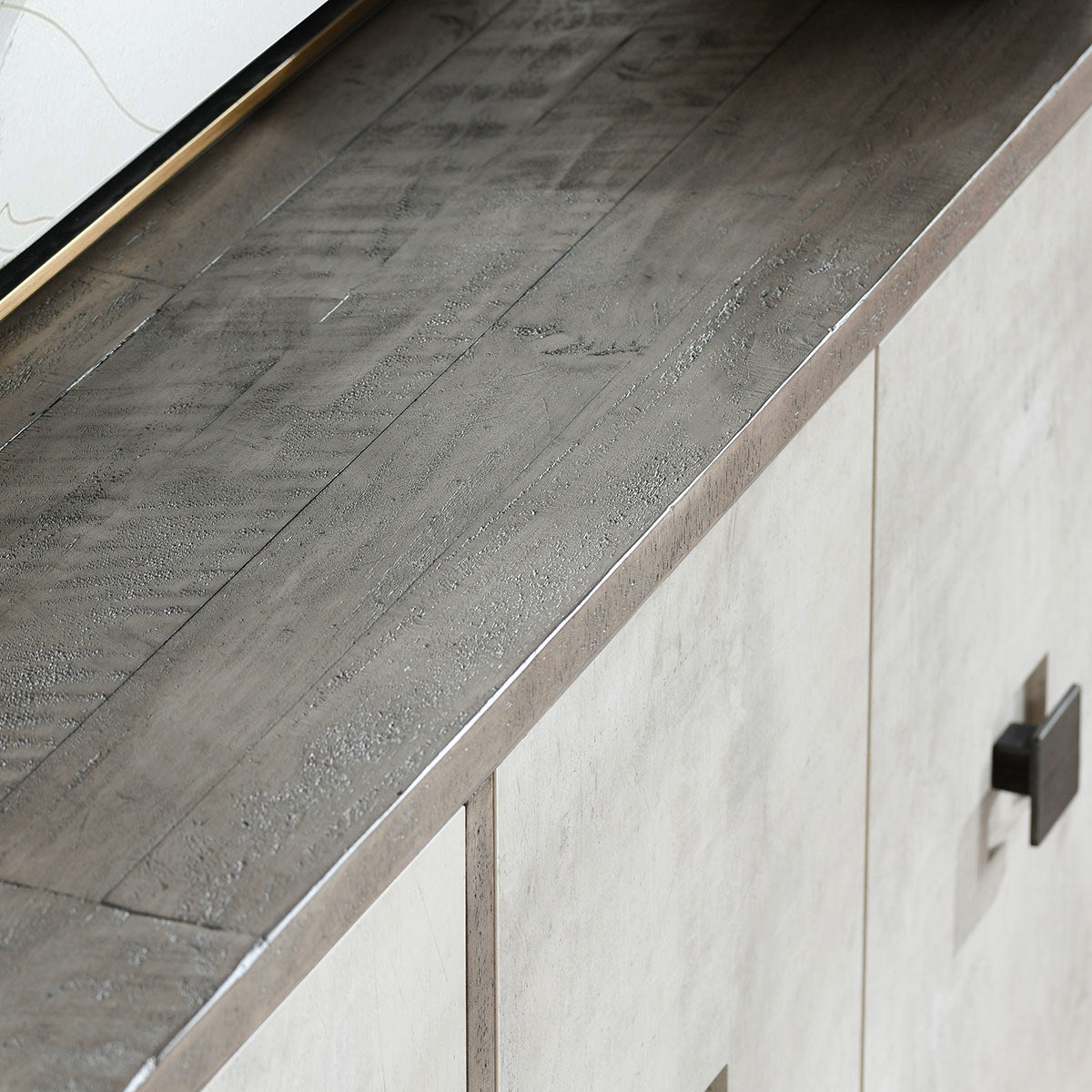 Denver 4Dr Cabinet - Distressed Gray/Antique White