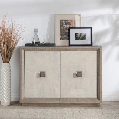 Denver 2Dr Cabinet - Distressed Gray/Antique White