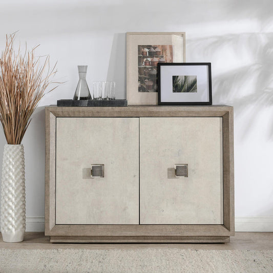 Denver 2Dr Cabinet - Distressed Gray/Antique White
