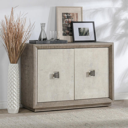 Denver 2Dr Cabinet - Distressed Gray/Antique White