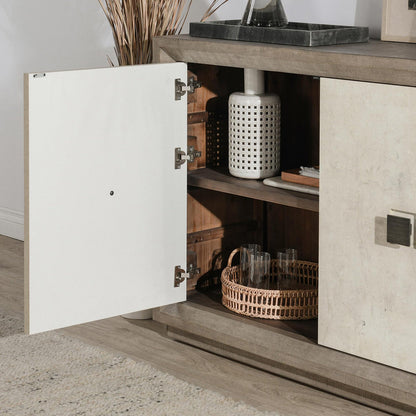 Denver 2Dr Cabinet - Distressed Gray/Antique White