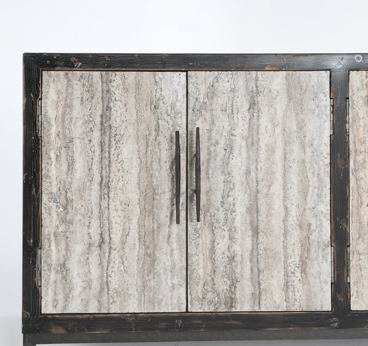 Lisbon 6Dr Cabinet - Weathered Black/Travertine