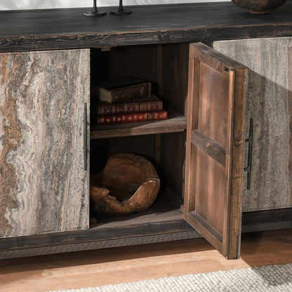 Lisbon 6Dr Cabinet - Weathered Black/Travertine