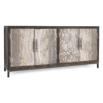 Lisbon 4Dr Cabinet - Weathered Black-Travertine