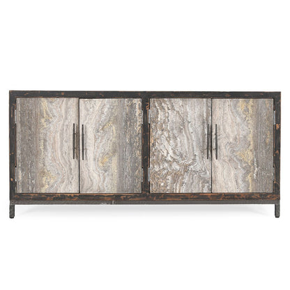 Lisbon 4Dr Cabinet - Weathered Black-Travertine