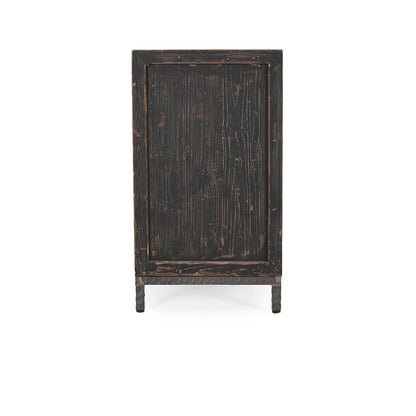 Lisbon 4Dr Cabinet - Weathered Black-Travertine