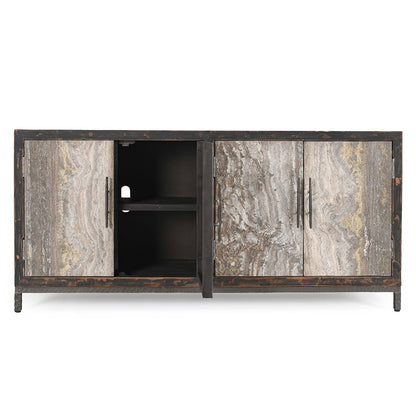 Lisbon 4Dr Cabinet - Weathered Black-Travertine
