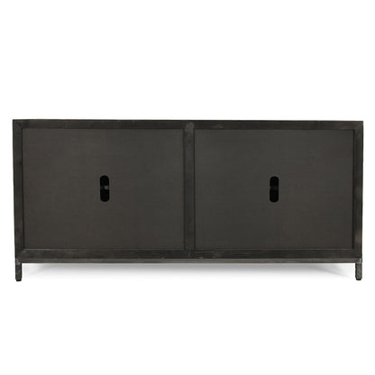 Lisbon 4Dr Cabinet - Weathered Black-Travertine