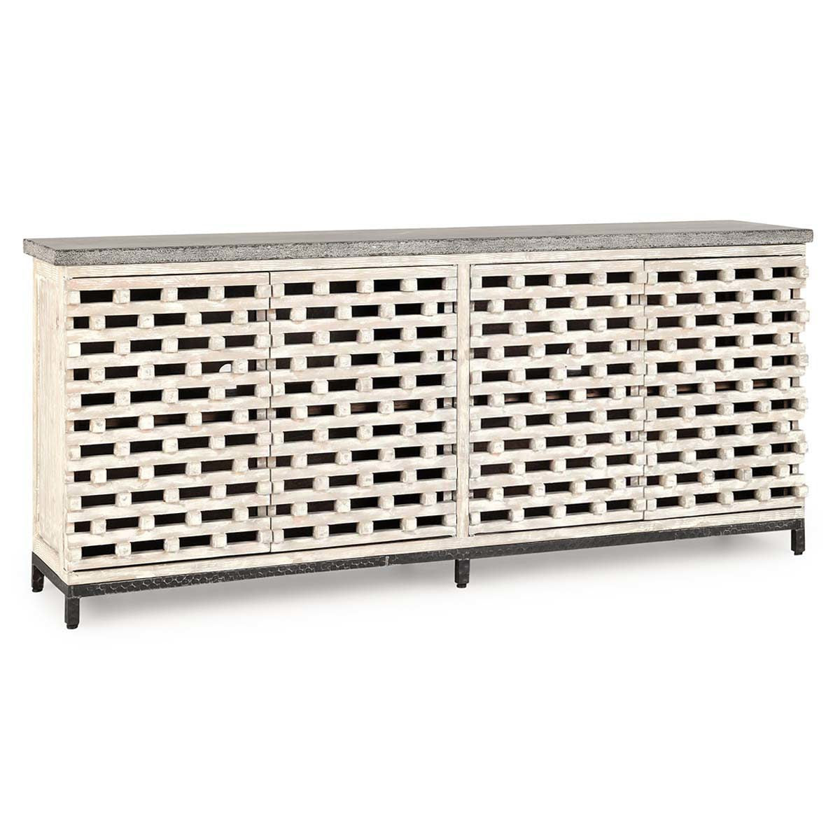 Virginia 4Dr Cabinet - Timeworn Cream/Blue Stone