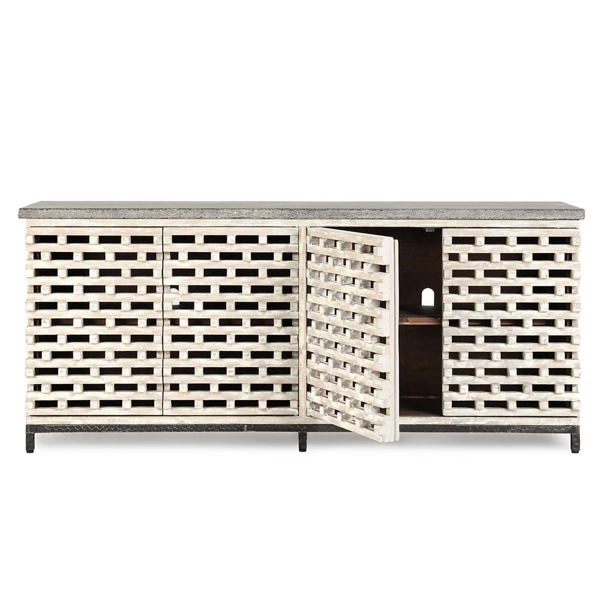 Virginia 4Dr Cabinet - Timeworn Cream/Blue Stone