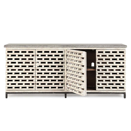 Virginia 4Dr Cabinet - Timeworn Cream/Blue Stone