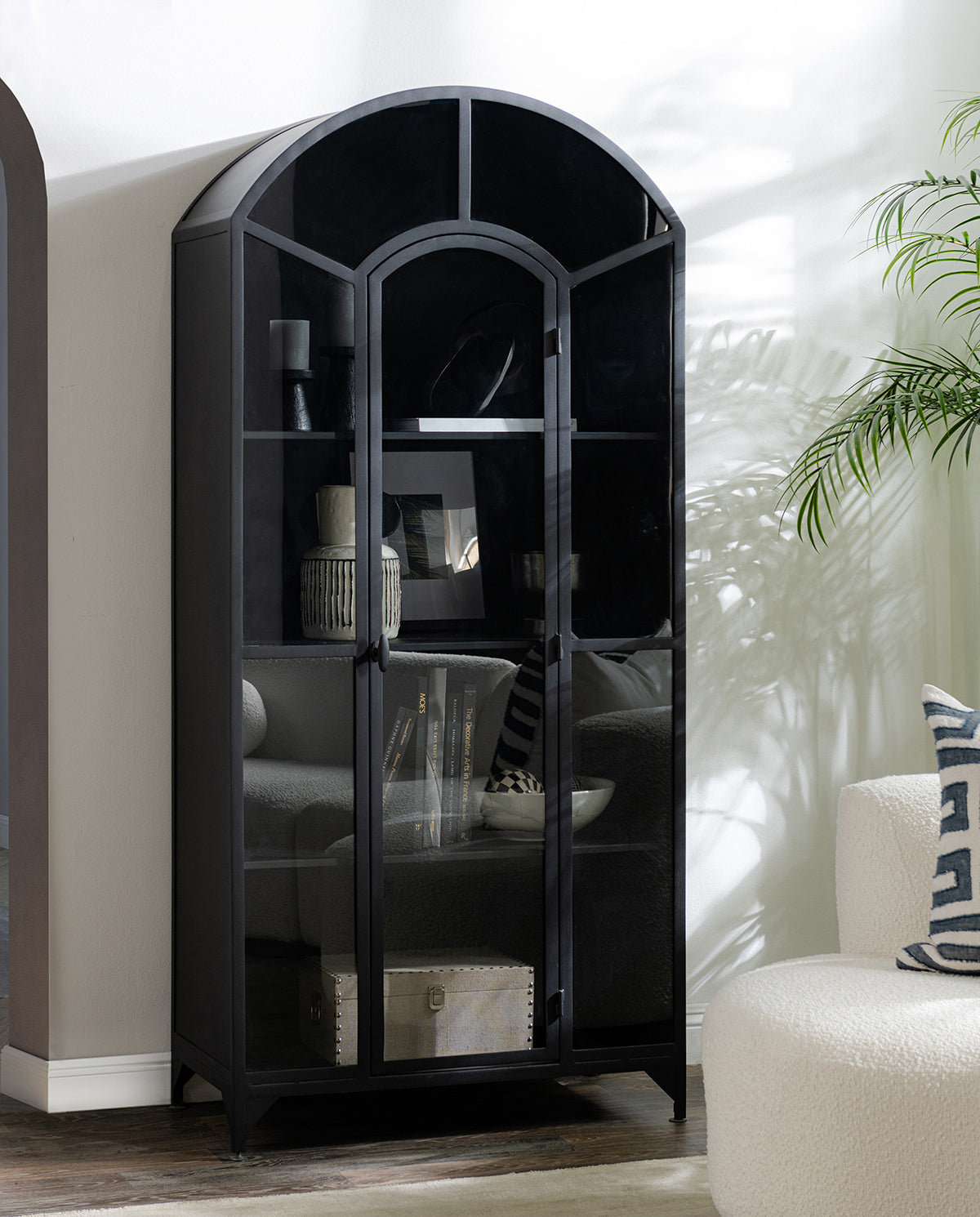 Lillo Metal/Glass Single Door Cabinet - Black
