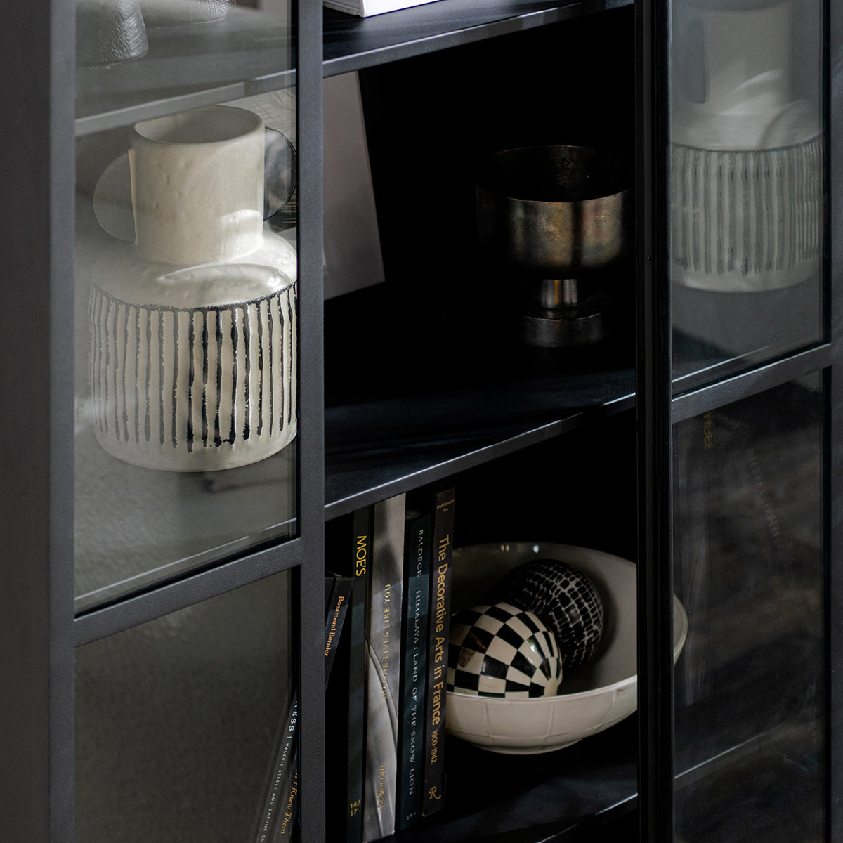Lillo Metal/Glass Single Door Cabinet - Black