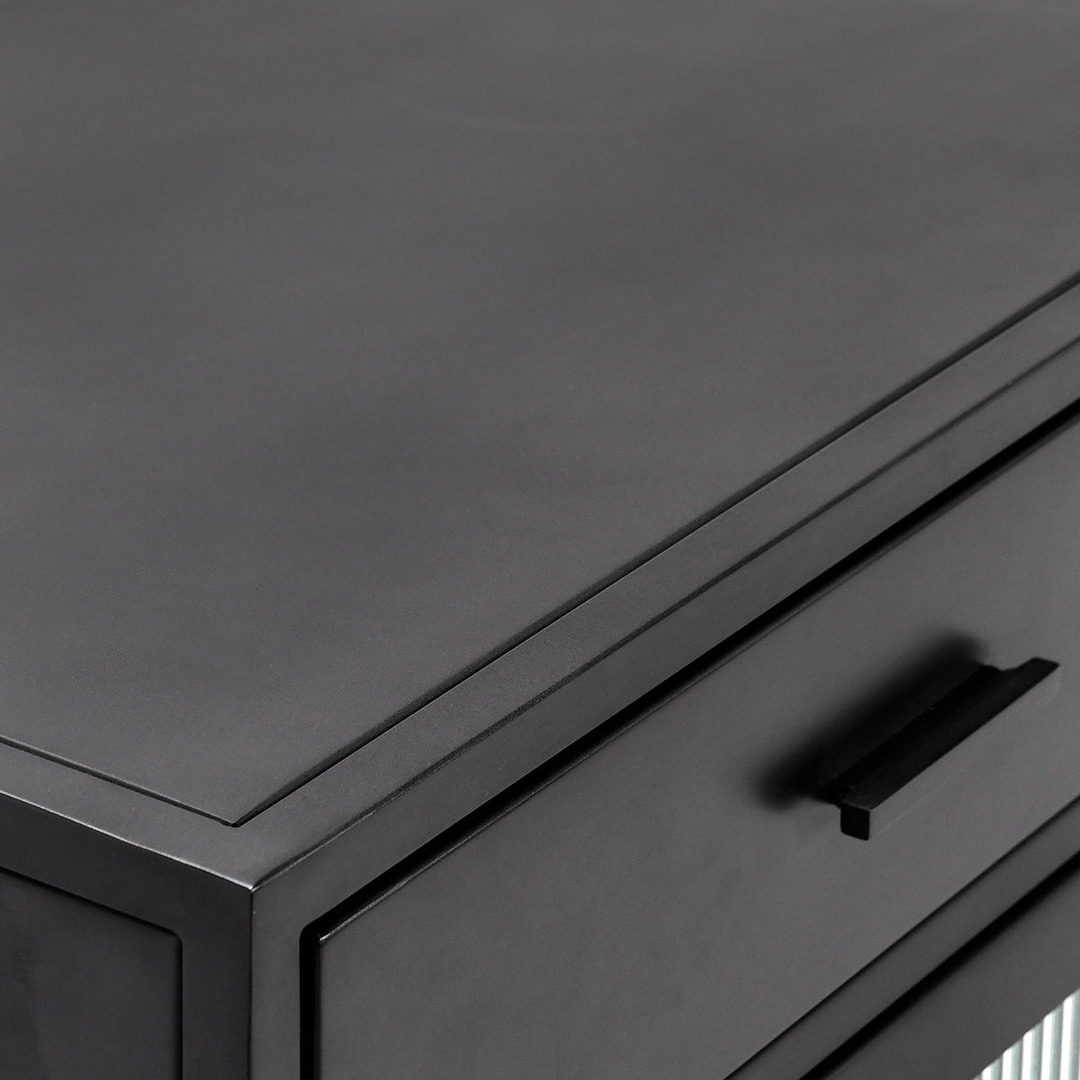 Nore Metal/Glass 4Dwr 4Dr Cabinet - Blackened Steel