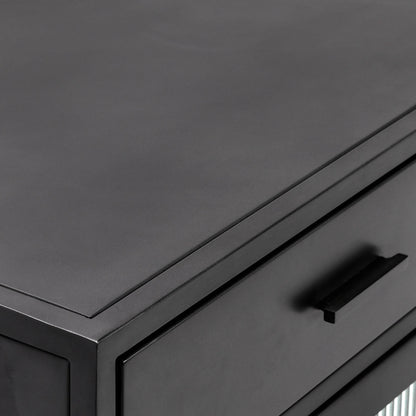 Nore Metal/Glass 4Dwr 4Dr Cabinet - Blackened Steel