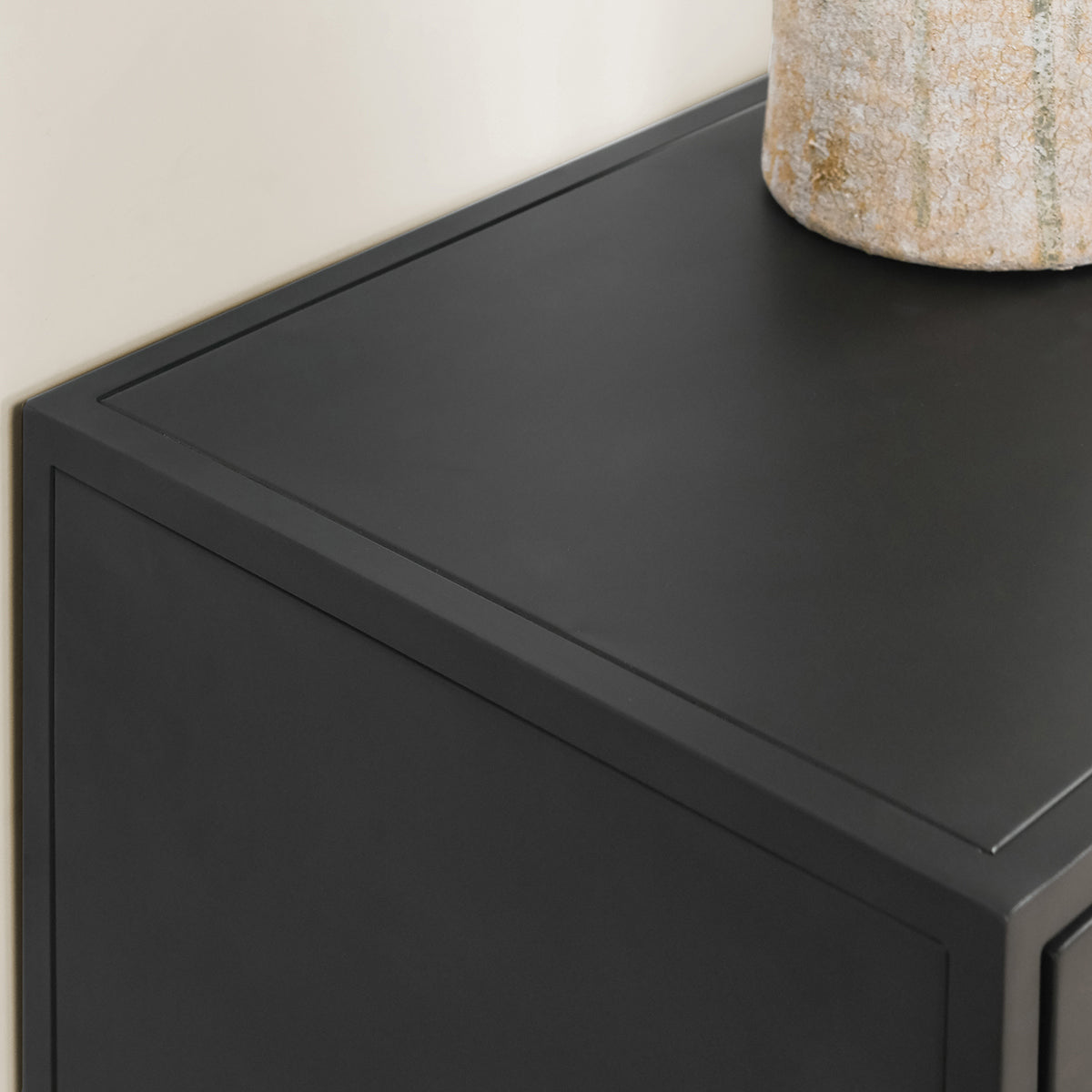 Nore Metal/Glass 4Dwr 4Dr Cabinet - Blackened Steel