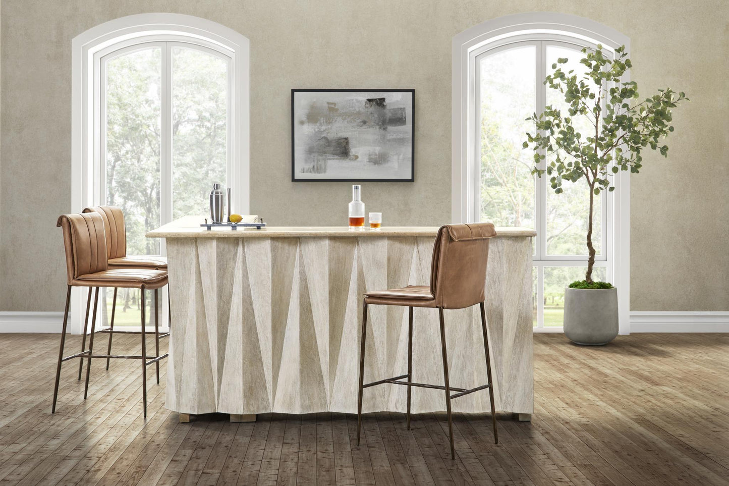 Mayer Leather Bar Stool - Jet Black