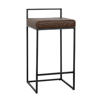 Belfort Leather Counter Stool - Cocoa Brown