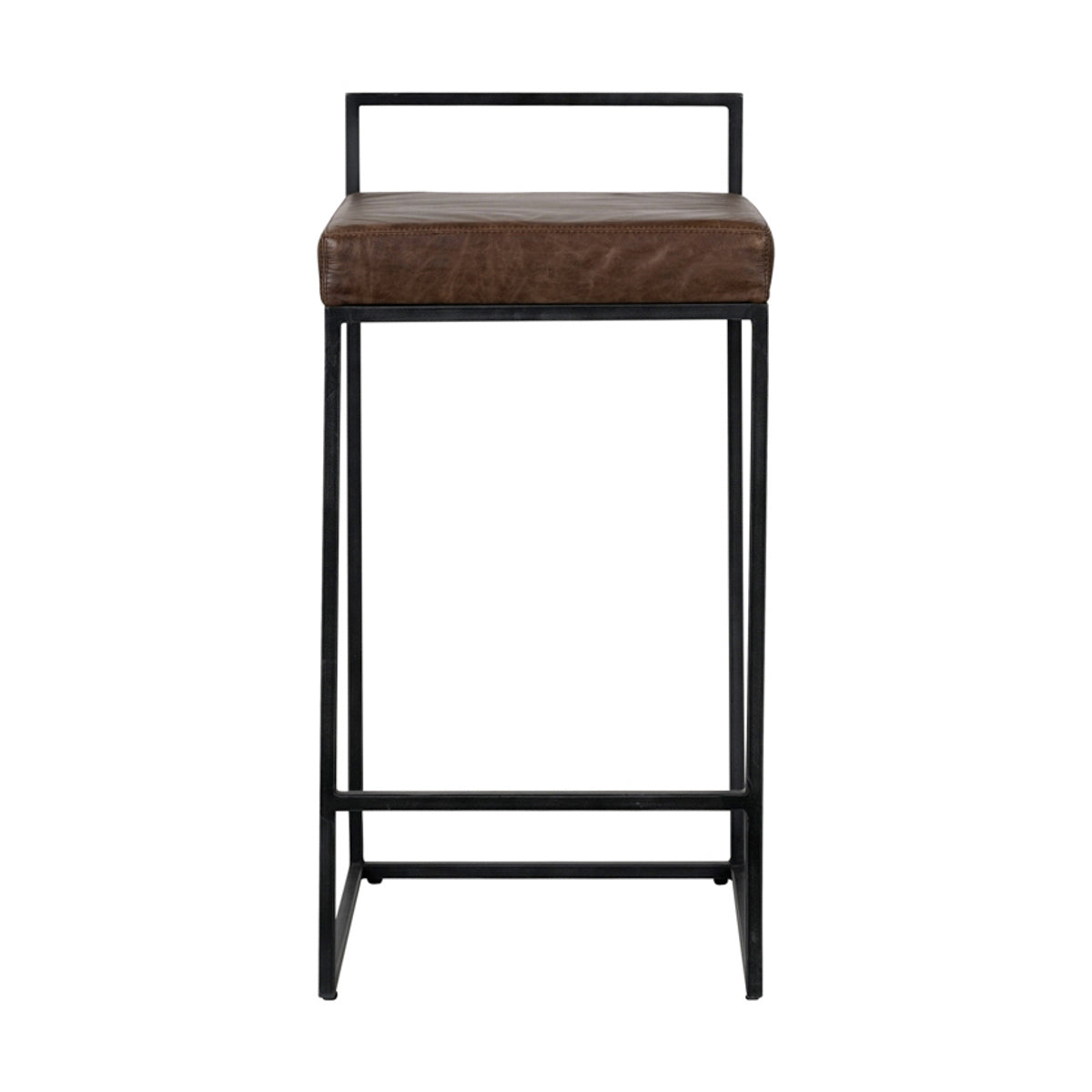 Belfort Leather Counter Stool - Cocoa Brown