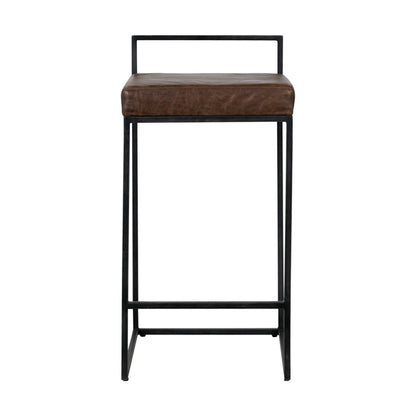 Belfort Leather Counter Stool - Cocoa Brown