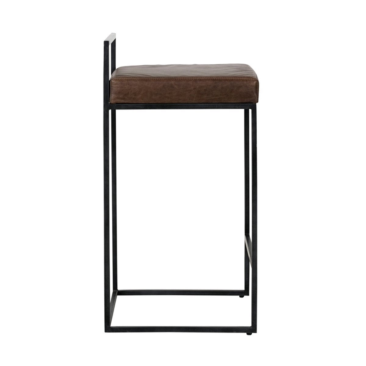 Belfort Leather Counter Stool - Cocoa Brown