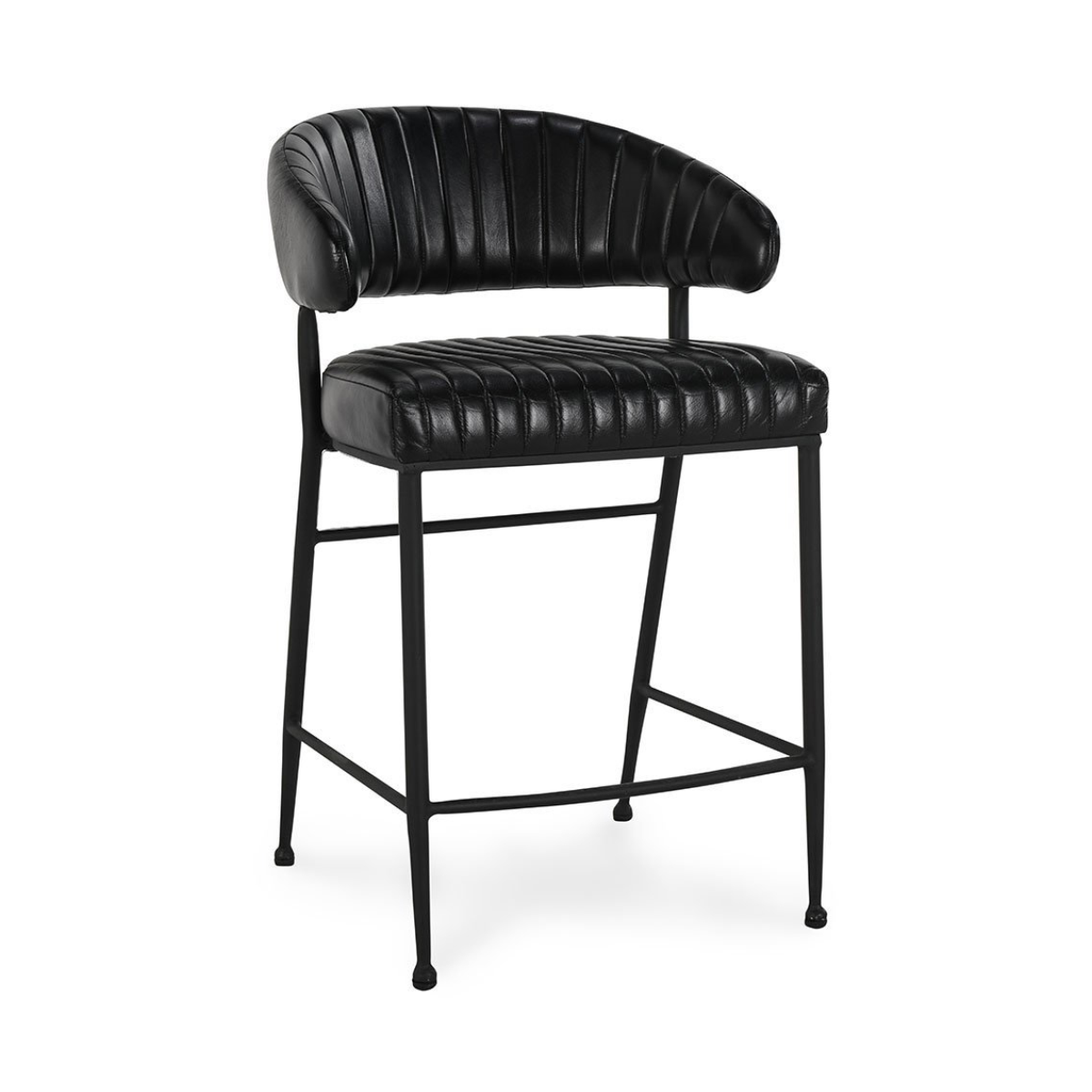 Umbria Leather Counter Stool - Midnight Raven