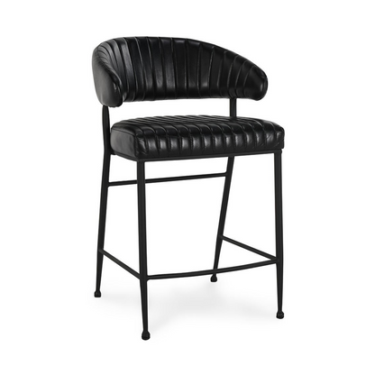 Umbria Leather Counter Stool - Midnight Raven