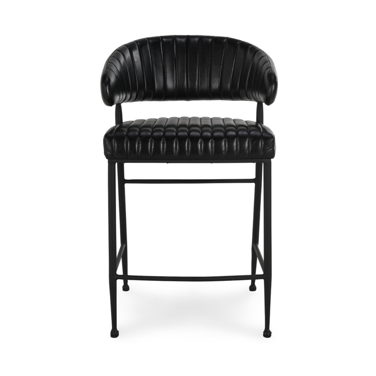 Umbria Leather Counter Stool - Midnight Raven