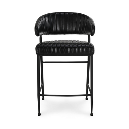 Umbria Leather Counter Stool - Midnight Raven