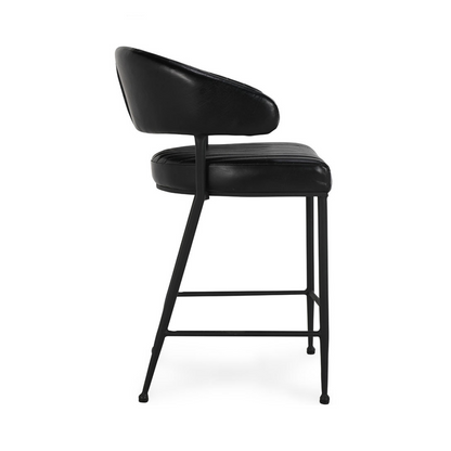 Umbria Leather Counter Stool - Midnight Raven