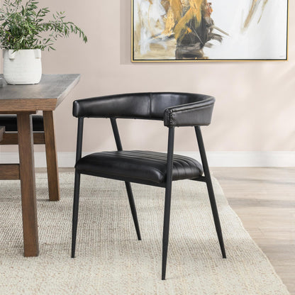 Preston Leather Dining Chair - Midnight Raven