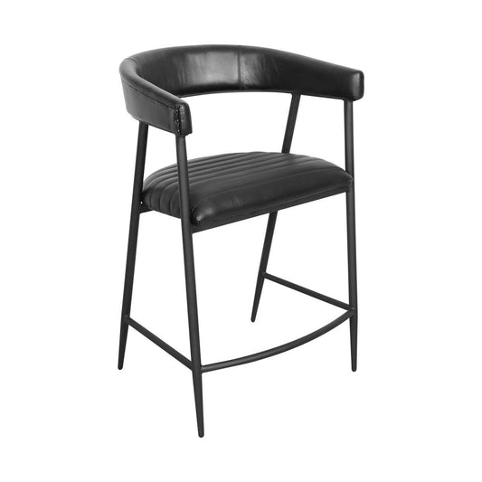 Preston Leather Counter Stool - Midnight Raven