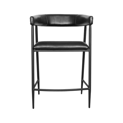 Preston Leather Counter Stool - Midnight Raven