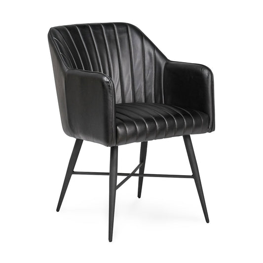 Leon Leather Dining Chair - Midnight Raven
